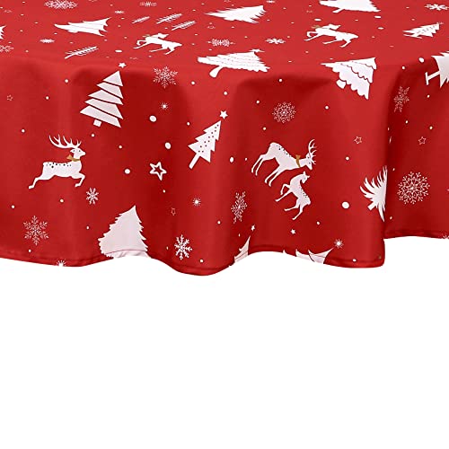 JOLLYTOP Tischdecke Weihnachten Tischdecke Rund, Wasserabweiseind Tischdecke mit Hirsh, Tischtuch Abwaschbar Tischdecke für Feiertag Dekoration,Rund Durchmesser 152cm,Weiß JOLLYTOP Tischdecke Weihnachten Tischdecke Rund, Wasserabweiseind Tischdecke mit Hirsh, Tischtuch Abwaschbar Tischdecke für Feiertag Dekoration,Rund Durchmesser 152cm,Weiß von JOLLYTOP