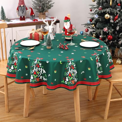 Rund Tischdecke Weihnachten Dekoration für Esszimmer Tischtuch Wasserabweisend Tischwäsche abwischbar Tischdecke mit Stern abwaschbare Tischedeke für Küche,Grün Round,152cm Rund Tischdecke Weihnachten Dekoration für Esszimmer Tischtuch Wasserabweisend Tischwäsche abwischbar Tischdecke mit Stern abwaschbare Tischedeke für Küche,Grün Round,152cm von JOLLYTOP