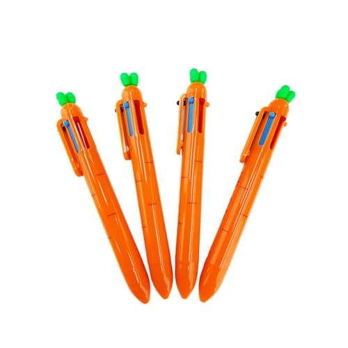 JOMPENS 4 Stück niedliche Cartoon-Karotten 6-in-1 mehrfarbiger Kugelschreiber, einziehbarer Stift, Schule, Kawaii, Schreibwaren, Schreibwaren JOMPENS 4 Stück niedliche Cartoon-Karotten 6-in-1 mehrfarbiger Kugelschreiber, einziehbarer Stift, Schule, Kawaii, Schreibwaren, Schreibwaren von JOMPENS