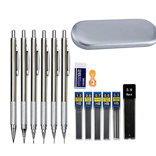 JOMPENS Satz von 15-Stücken, Metall-mechanischer Bleistift-Satz, 0.3 0.5 0.7 0.9 1.3 2.0mm künstlerischer Skizzenstift (Weißer Geschenkbox Anzug) von JOMPENS