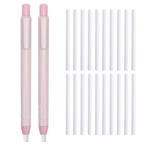 Radiergummi-Set im Stift-Stil – 2 Radierstifte + 20 Nachfüllungen – austauschbar für Korrektur unterwegs – kein Verschmieren für Studenten, Büros und Künstler (Rosa) von JOMPENS