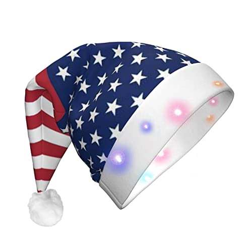JONGYA Amerikanische Flagge Sterne Streifen Gedruckt Led Erwachsene Weihnachtsmütze Urlaub Party Dekoration von JONGYA
