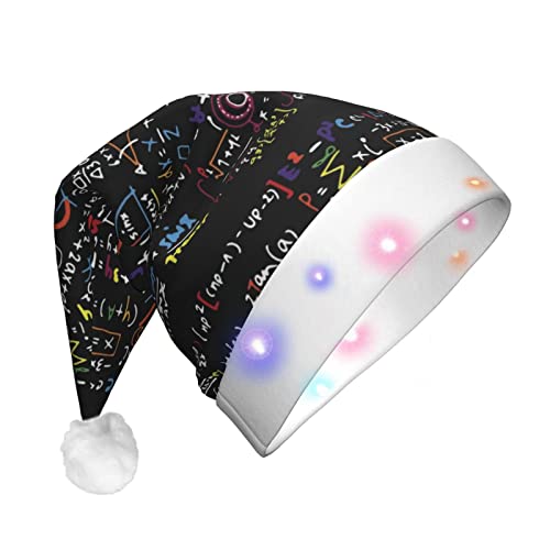 JONGYA Mathematik-Formel-gedruckte LED-Weihnachtsmütze für Erwachsene, Urlaub, Party-Dekoration von JONGYA