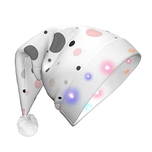 JONGYA Rosa Grau Weiß Moderne Polka Dot Muster Gedruckt Led Erwachsene Weihnachtsmütze, Urlaub, Party Dekoration von JONGYA