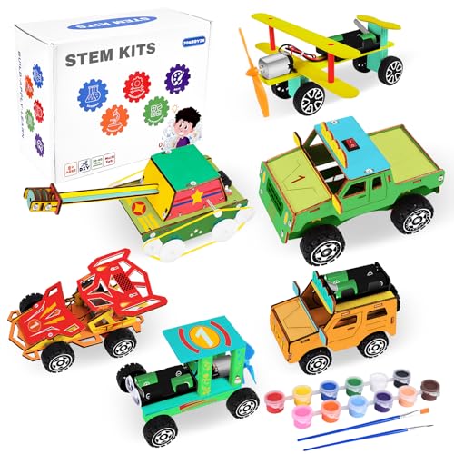 JONRRYIN 6-in-1 3D Holzpuzzle Autos für Kinder, Holzbausatz Mechanische Construktion Autos mit Automatisch Gehend, Pädagogische LernSpielzeug Geschenk ab 8-12 Jahre Jungen von JONRRYIN