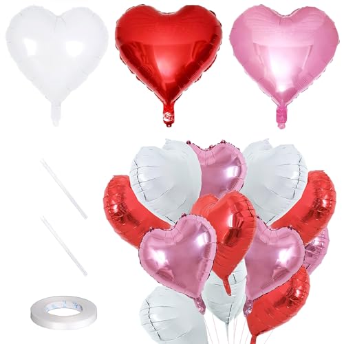 12 Stück Herz Folienballons Dekoration für Romantische Atmosphäre für Valentinstag Hochzeitsdeko Verlobung Geburtstag Party von JOOTUEPO