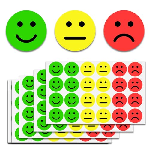 1200 Stück 25mm Smile Stimmungsaufkleber Fröhliche Smiley Traurige Rot-Gelb-Grüne Aufkleber, Für Moderationskarten Moderationskoffer Belohnungssticker von JOOTUEPO