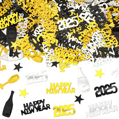 Konfetti Streudeko Silvester Deko 2025, 1000 Stück Silvester Streudeko Gold Schwarz, Glitzer Silvester Tischdeko Konfetti, Silvester Happy New Year Deko, Streudeko Silvester für Neujahr, Silvester Konfetti Streudeko Silvester Deko 2025, 1000 Stück Silvester Streudeko Gold Schwarz, Glitzer Silvester Tischdeko Konfetti, Silvester Happy New Year Deko, Streudeko Silvester für Neujahr, Silvester von JOOTUEPO