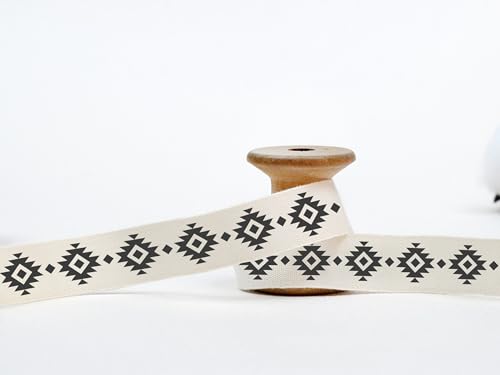 Aztekenmusterband – 5/8 Zoll (15 mm), 10 Yards (9 m) Boho-Baumwollband für etnische Verpackungen, Tribal-Etiketten, böhmische Handwerk, handgefertigte Projekte von JOOYZ