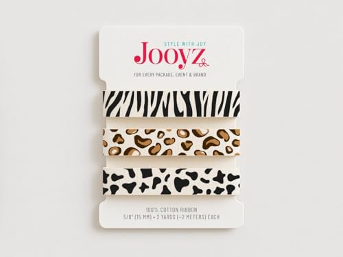 Band-Set mit Tierdruck, 3 Stück, 15 mm, Baumwolle, Zebra, Leopard, Kuhdruck, Kinder-Safari-Party-Dekoration, modisches Geschenkpapier von JOOYZ