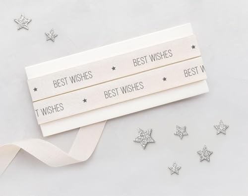 Band mit Aufschrift "Best Wishes", 15 mm, 9 m, Baumwollband für handgefertigte Geschenke, Boutique-Verpackung, besondere Anlässe, Geschenkboxen Band mit Aufschrift "Best Wishes", 15 mm, 9 m, Baumwollband für handgefertigte Geschenke, Boutique-Verpackung, besondere Anlässe, Geschenkboxen von JOOYZ