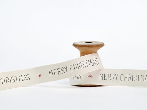 Baumwollband mit Aufschrift "Merry Christmas", 15 mm, 9 m, für Neujahrsgeschenke, Kekse, Noel Favors Baumwollband mit Aufschrift "Merry Christmas", 15 mm, 9 m, für Neujahrsgeschenke, Kekse, Noel Favors von JOOYZ