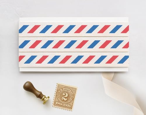 Baumwollband mit Luftpoststreifen, 15 mm, 9 m, Rot und Blau, für Verpackungen, Karten, Briefe, Verpackungen, Vintage-Bastelarbeiten Baumwollband mit Luftpoststreifen, 15 mm, 9 m, Rot und Blau, für Verpackungen, Karten, Briefe, Verpackungen, Vintage-Bastelarbeiten von JOOYZ