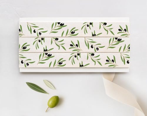 Baumwollband mit Olivenzweig, 15 mm, 9 m, grünes Blattmuster, natürliches Baumwollband für mediterrane Geschenke und rustikale Heimdekoration von JOOYZ