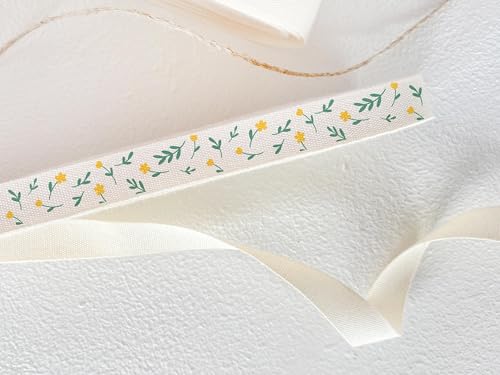 Baumwollband mit zarten Blumen, 10 mm, Mini-Blumenband, für rustikale Frühlingsverpackungen und selbstgemachte Verpackungen, Gelb, 9 m von JOOYZ