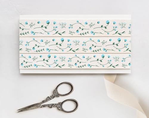 Blaues Baumwollband mit Blumenmuster, 15 mm, 9 m, Marine-inspiriertes Band für Sommergeschenke, Küstenverpackungen, Bastelprojekte von JOOYZ