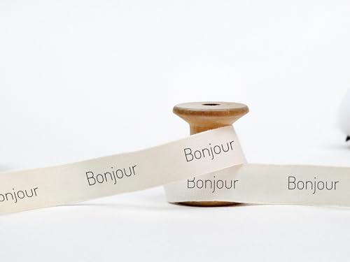 Bonjour Baumwollband, 15 mm, 9 m, französisches Geschenkband für Paris-Themengeschenke, Gastgeschenke, elegante Verpackung Bonjour Baumwollband, 15 mm, 9 m, französisches Geschenkband für Paris-Themengeschenke, Gastgeschenke, elegante Verpackung von JOOYZ