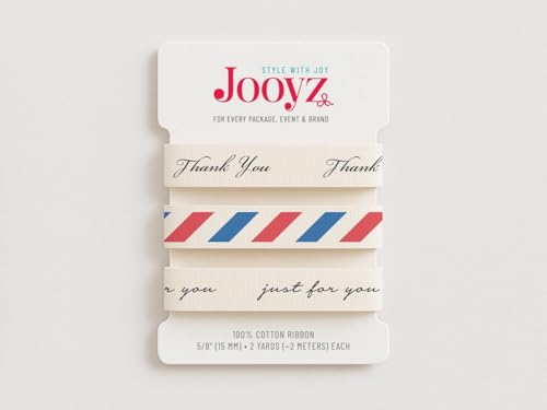 Dankesband-Set, 3 Stück, 15 mm, Baumwolle, nur für Sie, Luftpost, Dankeschön, Geschenkpapier, Grußkarten, Verpackung für kleine Unternehmen von JOOYZ