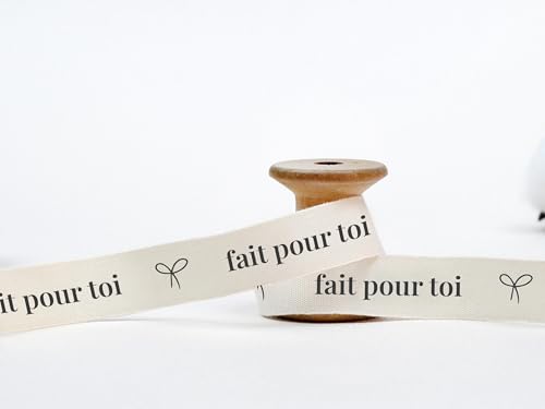Fait Pour TOI Band, 15 mm, 9 m, elegantes französisches Baumwollband für handgefertigte Geschenke, personalisierte Verpackung, spezielle Verpackung von JOOYZ