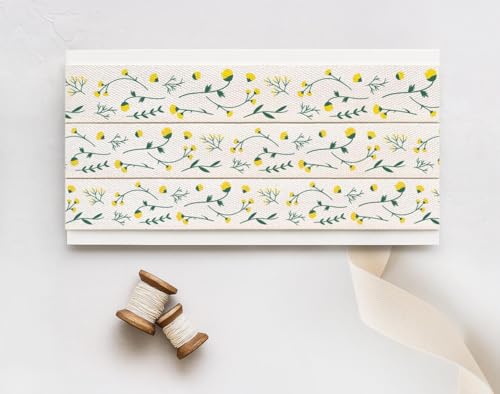 Gelbes Blumen-Baumwollband – 15 mm, 9 m, helles botanisches Klebeband für Frühlingsgeschenke, von der Natur inspirierte Verpackung, DIY-Projekte von JOOYZ