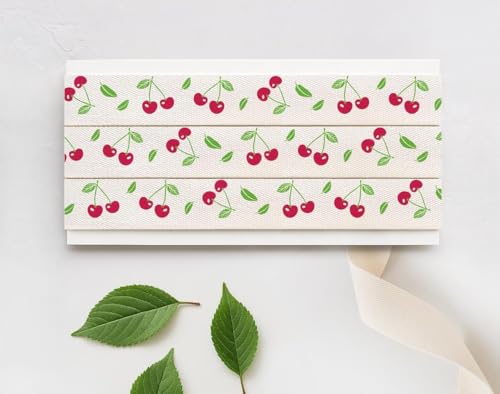 Kirschband, 15 mm, 9 m, Baumwollband für Sommergeschenke, Verpackung mit Obstmotiven, Glasetiketten, Party-Dekorationen Kirschband, 15 mm, 9 m, Baumwollband für Sommergeschenke, Verpackung mit Obstmotiven, Glasetiketten, Party-Dekorationen von JOOYZ