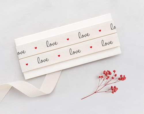 Love & Hearts Baumwollband – 15 mm, 9 m, romantisches Geschenkband, Valentinstag, Hochzeitsgeschenke, Jahrestagsgeschenke Love & Hearts Baumwollband – 15 mm, 9 m, romantisches Geschenkband, Valentinstag, Hochzeitsgeschenke, Jahrestagsgeschenke von JOOYZ