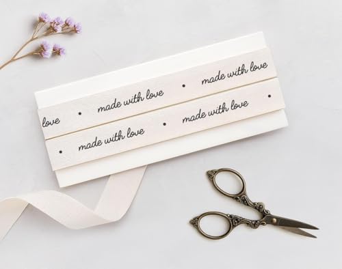 Made with Love Band – 15 mm, 9 m Baumwollband für handgefertigte Geschenke, DIY-Nähen, Bastelprojekte, kleine Unternehmensverpackungen von JOOYZ