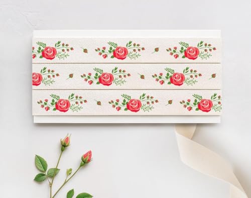 Rotes Rosen-Baumwollband – 15 mm, 9 m, romantisches Blumenband für Hochzeit, Geschenkverpackung, Valentinstag, Jubiläumsgeschenke Rotes Rosen-Baumwollband – 15 mm, 9 m, romantisches Blumenband für Hochzeit, Geschenkverpackung, Valentinstag, Jubiläumsgeschenke von JOOYZ