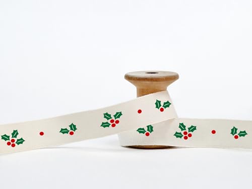 Stechpalmenblumenband, 15 mm, 9 m, Baumwollband für Neujahrsgeschenke, Keksverpackung, Kerzenverpackung, Weihnachtsgeschenke von JOOYZ