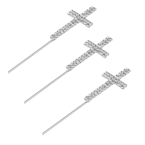 3 Stück Metall Kristall Strass Kreuz Kuchen Topper, Gott segnen Kuchen Topper Baby Dusche Taufe Kuchen Topper für Hochzeit Geburtstag Taufe Party Dekoration Backen Kuchen Party Supplies von JOPOYOCO