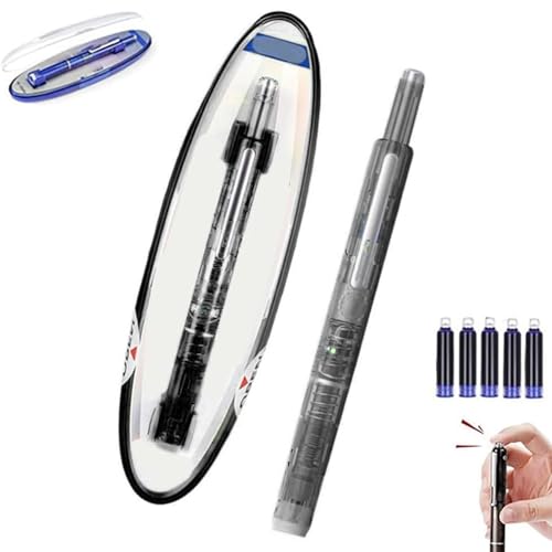 JOPWUE Füllfederhalter, einziehbar, 0,38 mm Tinte, transparenter Schaft, inklusive 5 nachfüllbaren Tintenpatronen, drückbarer Füllfederhalter mit mittlerer Feder, radierbar, glattes Schreiben für JOPWUE Füllfederhalter, einziehbar, 0,38 mm Tinte, transparenter Schaft, inklusive 5 nachfüllbaren Tintenpatronen, drückbarer Füllfederhalter mit mittlerer Feder, radierbar, glattes Schreiben für von JOPWUE