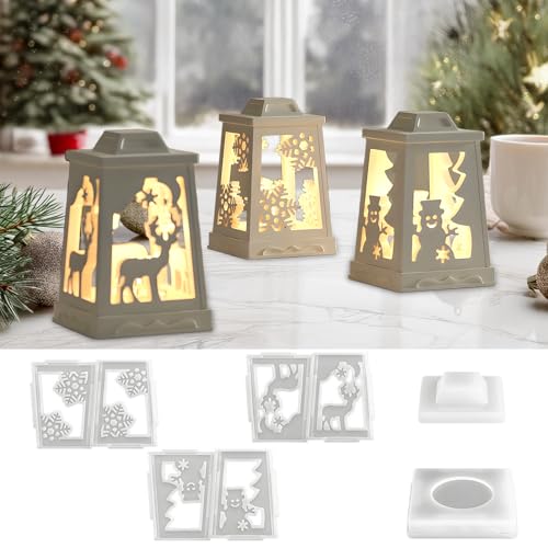 Weihnachts-Silikonform-Set, DIY-Kerzenhalter-Hersteller, einfaches Entformen, zur Verwendung mit Harzwachs und Gips, Urlaubsdekoration und Geschenkkreation, mit Hirsch-, Schneemann- und von JOPWUE