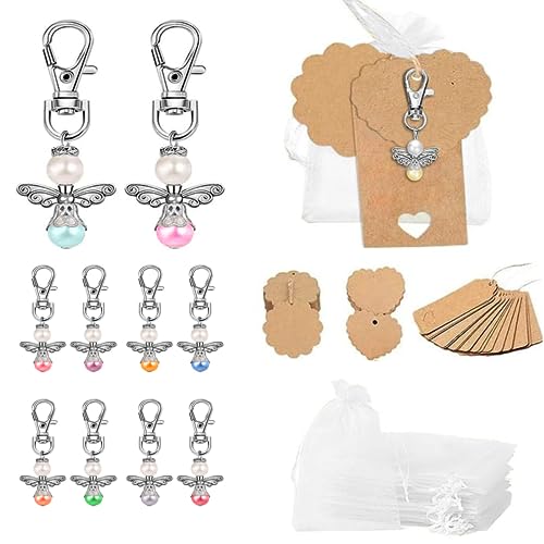 JORAKI 20pcs Bunt Engel Anhänger Gefälligkeiten Gastgeschenk Set Organza Geschenkbeutel Kraft Geschenkanhänger Schutzengel Schlüsselanhänger für Hochzeit, Taufe Geschenk, Kommunion JORAKI 20pcs Bunt Engel Anhänger Gefälligkeiten Gastgeschenk Set Organza Geschenkbeutel Kraft Geschenkanhänger Schutzengel Schlüsselanhänger für Hochzeit, Taufe Geschenk, Kommunion von JORAKI