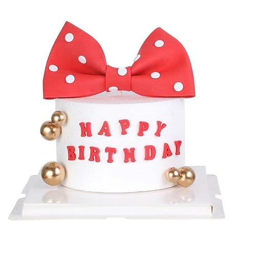JORCEDI Tortenaufsatz mit Schleife, für Geburtstag, Weihnachten, Babyparty, Party, Kuchendekoration, Rot, 3 Stück JORCEDI Tortenaufsatz mit Schleife, für Geburtstag, Weihnachten, Babyparty, Party, Kuchendekoration, Rot, 3 Stück von JORCEDI