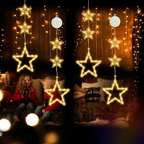 JORETLE 4er Set LED Weihnachtsbeleuchtung Fenster, 12 x LED Stern Weihnachtselemente,Weihnachtsdeko Bunte,Batteriebetrieben,Für Weihnachten Deko, Geburtstag JORETLE 4er Set LED Weihnachtsbeleuchtung Fenster, 12 x LED Stern Weihnachtselemente,Weihnachtsdeko Bunte,Batteriebetrieben,Für Weihnachten Deko, Geburtstag von JORETLE