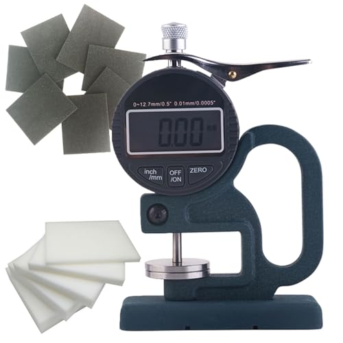 0–12,7 mm digitales Schwammdickenmessgerät, Tischdickenprüfgerät mit 0,01 mm Auflösung, Sondendurchmesser 30 mm, großes Display, Edelstahlsonde, Druckgriff, für Schwamm, Papier, Erkennung 0–12,7 mm digitales Schwammdickenmessgerät, Tischdickenprüfgerät mit 0,01 mm Auflösung, Sondendurchmesser 30 mm, großes Display, Edelstahlsonde, Druckgriff, für Schwamm, Papier, Erkennung von JOSBY