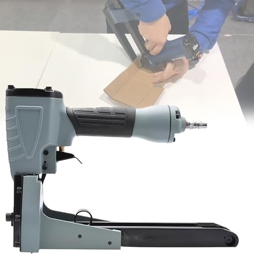 15-18 Pneumatischer Kartonhefter, Manueller Kartonverschlusshefter, Einstellbare Nageltiefe und -dichte, 35 mm Nagelbreite, 1/4-Zoll-Lufteinlassanschluss, mit 100 Klammern, für Kartons, Faltschachteln 15-18 Pneumatischer Kartonhefter, Manueller Kartonverschlusshefter, Einstellbare Nageltiefe und -dichte, 35 mm Nagelbreite, 1/4-Zoll-Lufteinlassanschluss, mit 100 Klammern, für Kartons, Faltschachteln von JOSBY