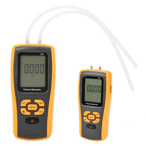 Digitales Handmanometer, Differenzdruckprüfgerät für Luft, Messbereich ± 10 kPa, 13 Druckeinheiten, mit 4 Kunststoffrohren, Messungen von Lüftungssystemen, Manometeranzeige, für Gebläse Digitales Handmanometer, Differenzdruckprüfgerät für Luft, Messbereich ± 10 kPa, 13 Druckeinheiten, mit 4 Kunststoffrohren, Messungen von Lüftungssystemen, Manometeranzeige, für Gebläse von JOSBY