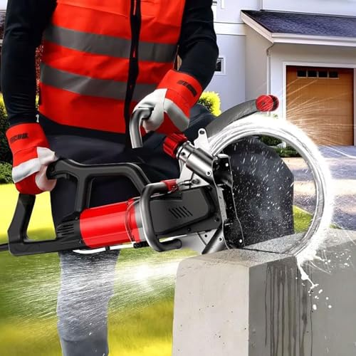 Elektrische Beton-Nasssäge, 3000 U/min, bürstenlose Kreissäge mit 8900 W, Schnitttiefe 300 mm, mit wassergespeister Staubunterdrückung, 90°-Schnitt ohne Totwinkel, Wandnut-Schneidemaschine, für Marmor von JOSBY