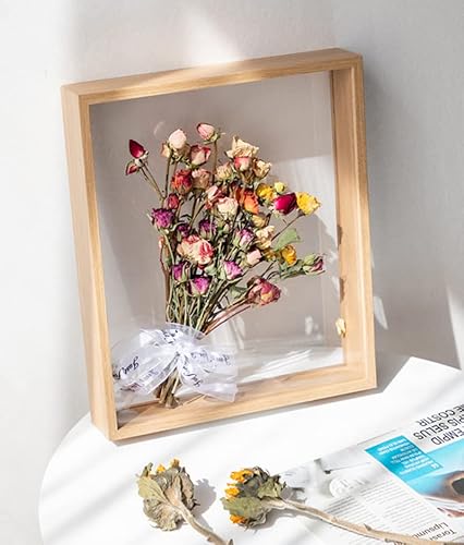 JOSON 2 Packungen Holz-Bilderrahmen, getrocknete Blumen, Display-Ständer, dekorativer schwimmender Bilderrahmen (Holzfarbe, 10 x 15 cm) von JOSON