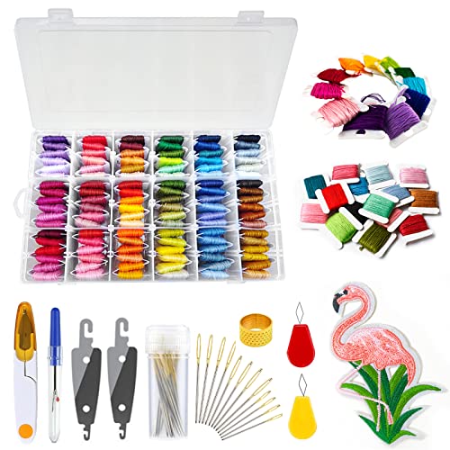 JOTOL Stickgarn,Kreuzstich Fäden,Multifarben Sticken Garn/Stickgarne/Stickgarn Set mit Aufbewahrungsbox,110 Farben Embroidery Floss und Kreuzstich-Werkzeug-Sets für Freundschaftsarmbänder von JOTOL