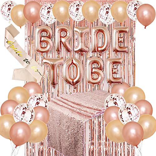 JOTOM JGA Deko Luftballons Set Braut to Be Deko mit Banner Folienballons Schärpe Rosegold Luftballons Rosa Pailletten Tischdecke Party Junggesellenabschied Deko JOTOM JGA Deko Luftballons Set Braut to Be Deko mit Banner Folienballons Schärpe Rosegold Luftballons Rosa Pailletten Tischdecke Party Junggesellenabschied Deko von JOTOM