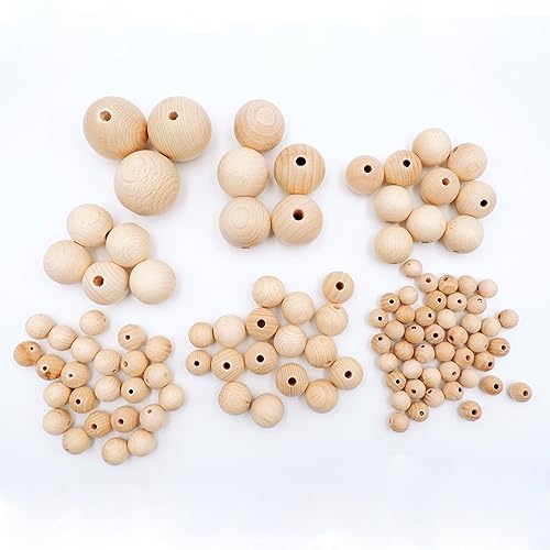 JOWE Holzkugel aus Buche Sortiment mit Bohrung - 103 Stk Holzkugel aus Buche DM 15mm - 50 mm von JOWE