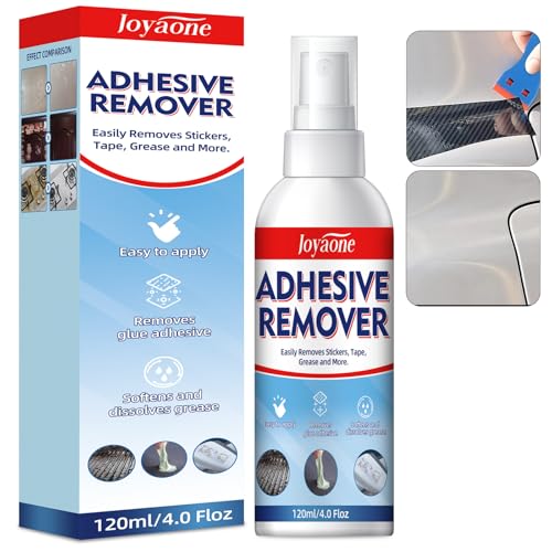 Klebstoffentferner Spray, 120ml Etikettenlöser für Glas, Kunststoff, Metall, Entfernt Klebereste, Aufkleber, Etiketten, Geruchsarm, Rückstandsfrei, Inkl. Kunststoff-Spachtel Klebstoffentferner Spray, 120ml Etikettenlöser für Glas, Kunststoff, Metall, Entfernt Klebereste, Aufkleber, Etiketten, Geruchsarm, Rückstandsfrei, Inkl. Kunststoff-Spachtel von JOYAONE