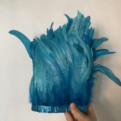 2M/ 17 Farben gefärbte Hühnerfederbesatz 15-20cm Schwanzfederbänder Hühnerfederbesatz-türkis von JOYDREAMDESIGN