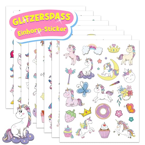 Einhorn Sticker mit Glitzereffekt, Über 160 Unicorn Glitzersticker Aufkleber, Glitzer Sticker Mädchen, Einhorn Geschenke für Mädchen, Einhorn Scrapbooking Sticker Fotoalbum von JOYEASE