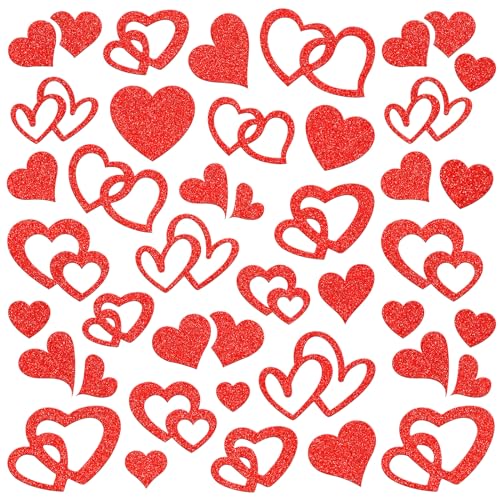 Glitzer Herz Stickers, 216 Stück 8 Bögen Rot Sticker Liebe Aufkleber Selbstklebend, Love Stickers Set für Karneval Fasching Valentinstag Geschenke Dekoration Amor Kostüm Accessoires von JOYEASE