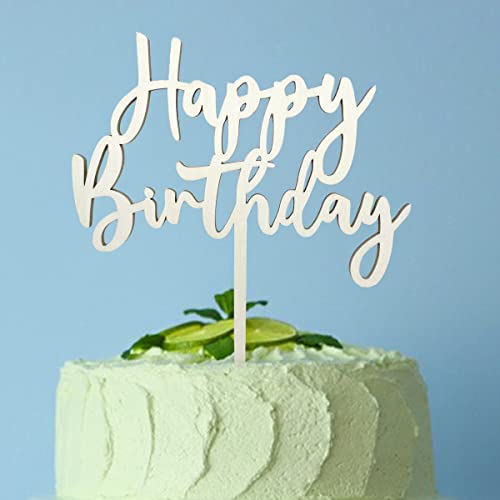 Happy Birthday Cake Topper Geburtstag aus Holz, Kuchen Deko Torten Topper Geburtstag für Mädchen Jungen Frauen Mann Größe 16x 20cm von JOYEASE
