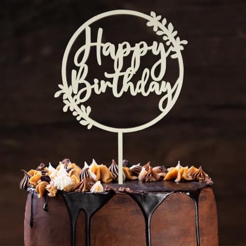Happy Birthday Cake Topper aus Holz, Kuchendeko Torten Topper Tortendeko Geburtstag für Mädchen Jungen Frauen Mann Größe 18x27x0.4cm Happy Birthday Cake Topper aus Holz, Kuchendeko Torten Topper Tortendeko Geburtstag für Mädchen Jungen Frauen Mann Größe 18x27x0.4cm von JOYEASE