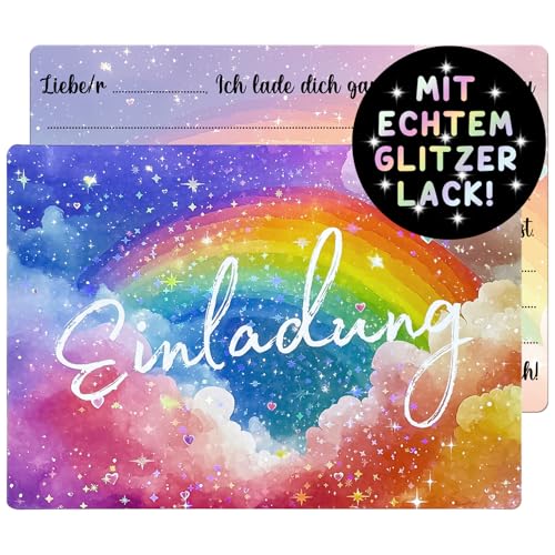 JOYEASE 12 Stück Glitzer Regenbogen Einladungskarten Kindergeburtstag Mädchen, Einladungskarten Geburtstag, Einladung Kindergeburtstag Mädchen, Partyeinladungen Geburtstagseinladungen Kinder JOYEASE 12 Stück Glitzer Regenbogen Einladungskarten Kindergeburtstag Mädchen, Einladungskarten Geburtstag, Einladung Kindergeburtstag Mädchen, Partyeinladungen Geburtstagseinladungen Kinder von JOYEASE